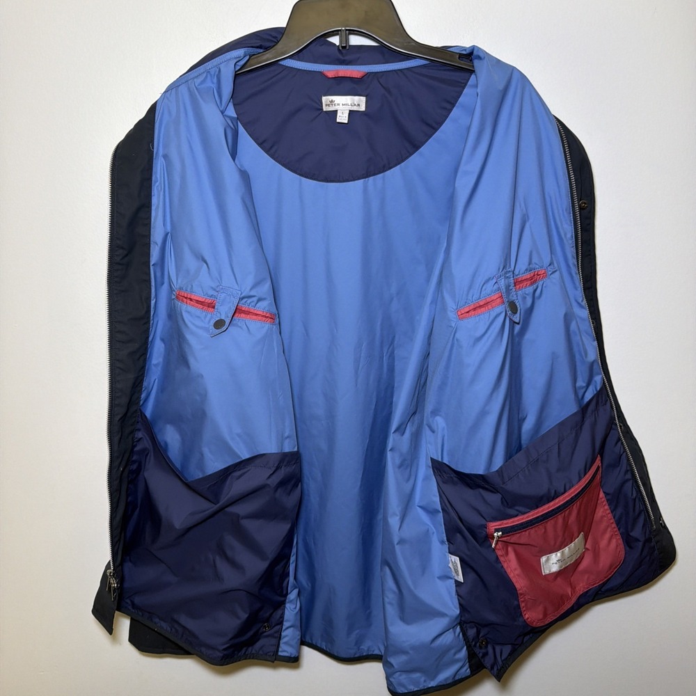 Peter Millar Mens LARGE Harrison Field Jacket Navy Blue Outdoor Water Resistant - Picture 12 of 15